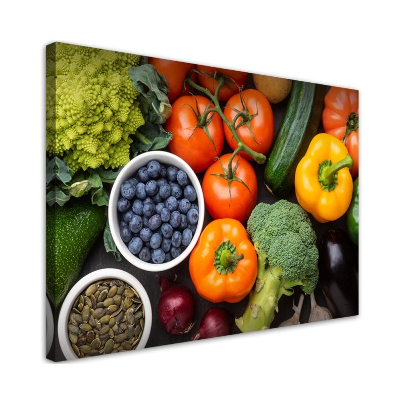 Leinwandbild modern - Frisches Gemüse und Früchte | Feeby
