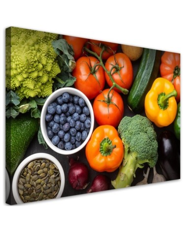 Leinwandbild modern - Frisches Gemüse und Früchte | Feeby