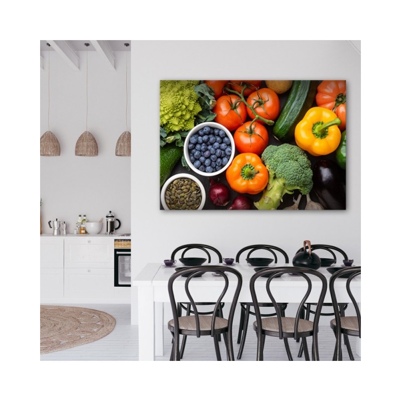 Leinwandbild modern - Frisches Gemüse und Früchte | Feeby