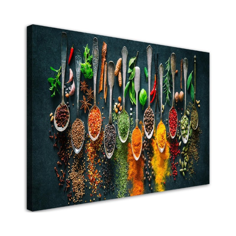 Leinwandbild - Kräuter Gewürze für die Küche | Feeby