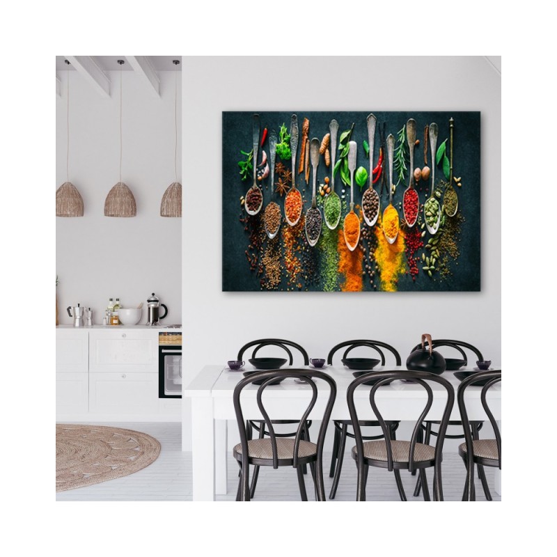 Leinwandbild - Kräuter Gewürze für die Küche | Feeby