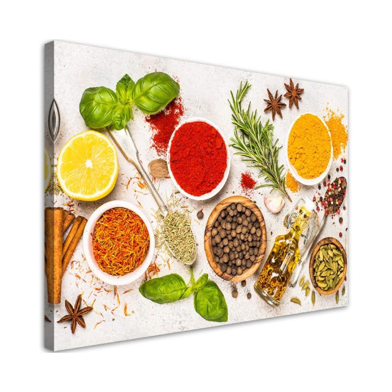 Bild auf Leinwand - Kräuter Gewürze für die Küche | Feeby