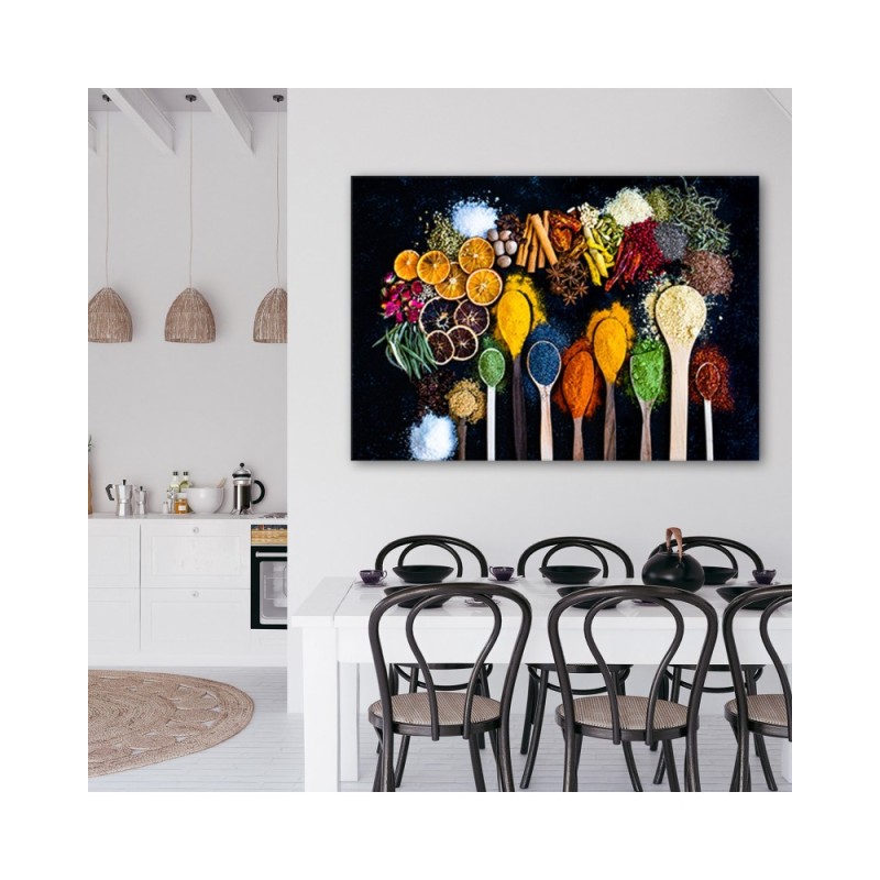 Wandbild für Wohnzimmer - Kräuter Gewürze für die Küche | Feeby