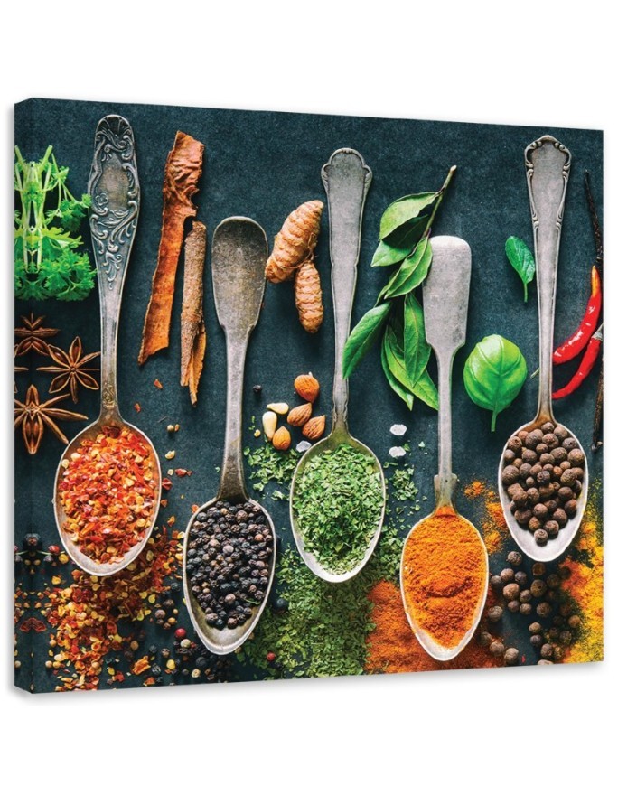 Leinwandbild modern - Kräuter Gewürze für die Küche | Feeby