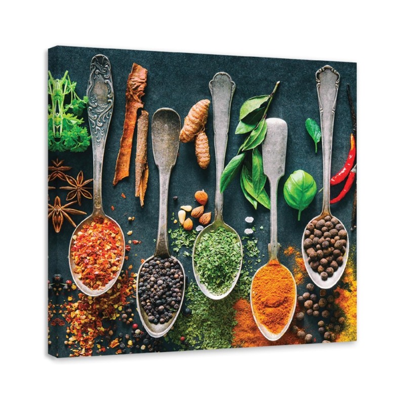 Leinwandbild modern - Kräuter Gewürze für die Küche | Feeby