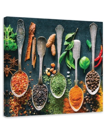Leinwandbild modern - Kräuter Gewürze für die Küche | Feeby