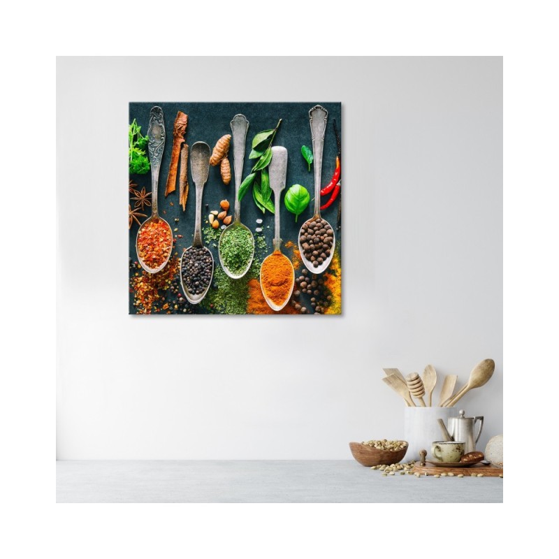 Leinwandbild modern - Kräuter Gewürze für die Küche | Feeby