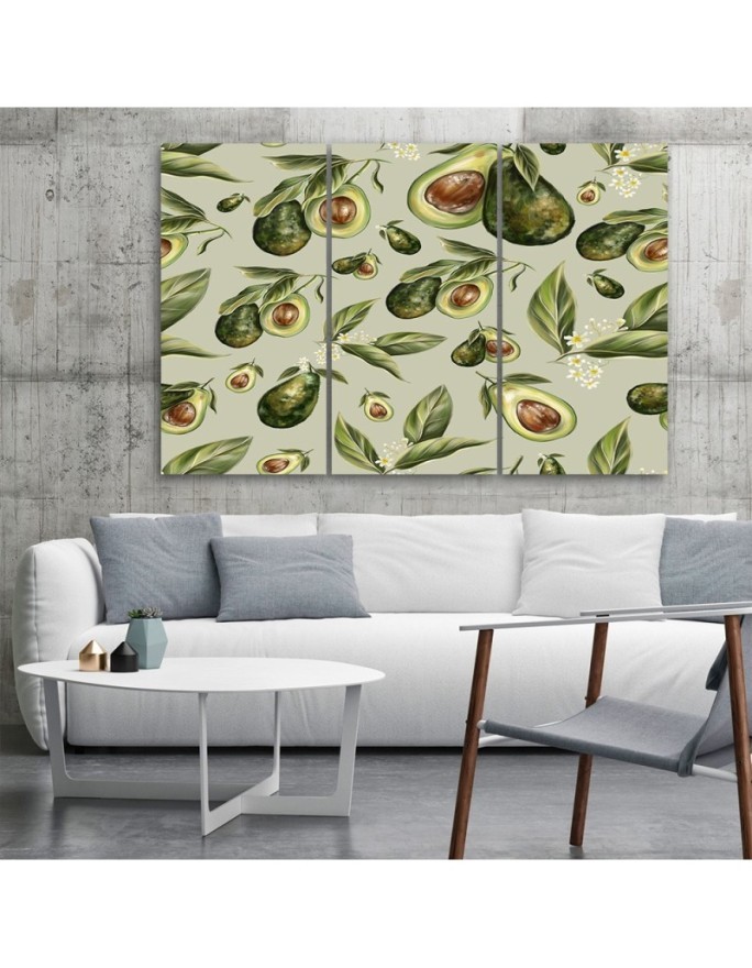 Three-part painting for the kitchen - Avocado fruit | FEEBY
