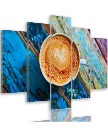 5 Piece Canvas print for kitchen - Coffee cup colourful | FEEBY