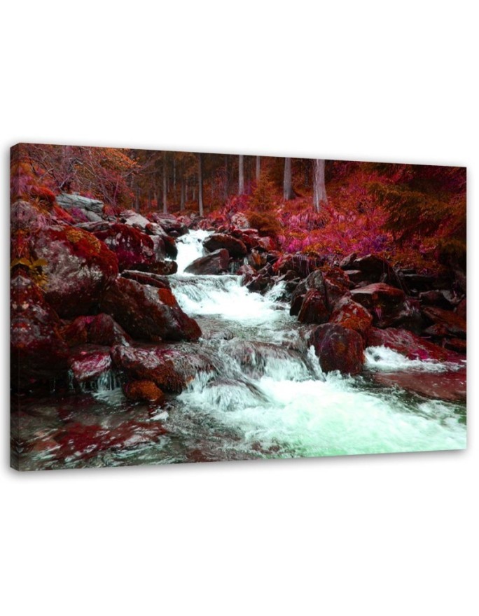 Bild auf Leinwand - Bergbach in Rot | Feeby