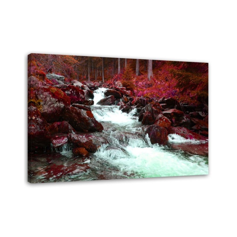 Bild auf Leinwand - Bergbach in Rot | Feeby