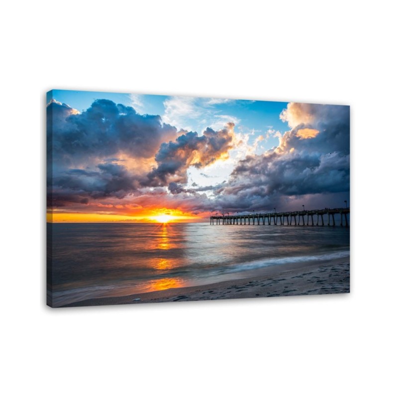 Modernes Wandbild - Steg bei Sonnenuntergang | Feeby
