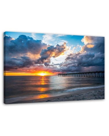 Modernes Wandbild - Steg bei Sonnenuntergang | Feeby