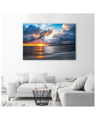 Modernes Wandbild - Steg bei Sonnenuntergang | Feeby
