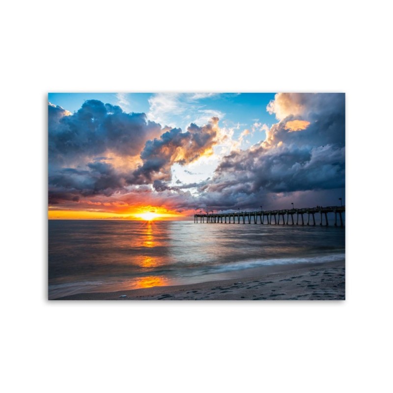 Modernes Wandbild - Steg bei Sonnenuntergang | Feeby