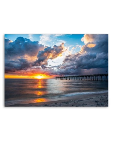 Modernes Wandbild - Steg bei Sonnenuntergang | Feeby