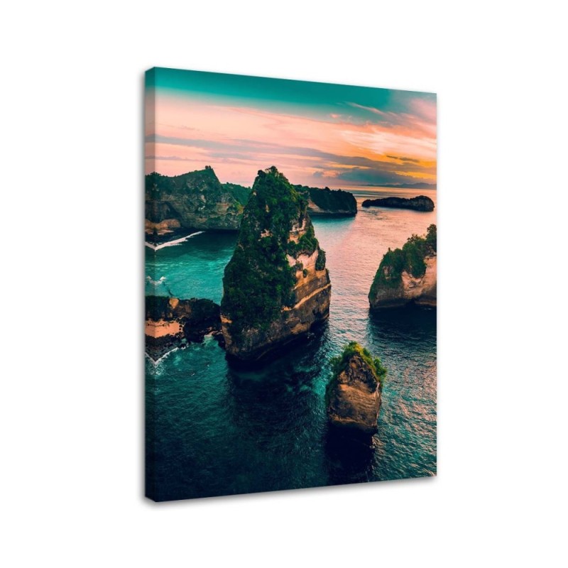 Modernes Wandbild - Felsen in einem türkisfarbenen Meer | Feeby