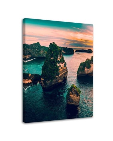 Modernes Wandbild - Felsen in einem türkisfarbenen Meer | Feeby