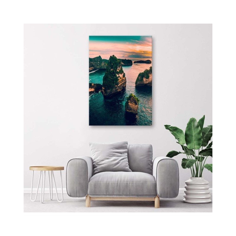 Modernes Wandbild - Felsen in einem türkisfarbenen Meer | Feeby