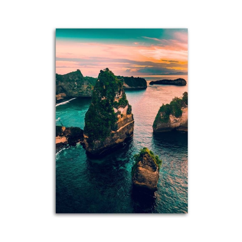 Modernes Wandbild - Felsen in einem türkisfarbenen Meer | Feeby