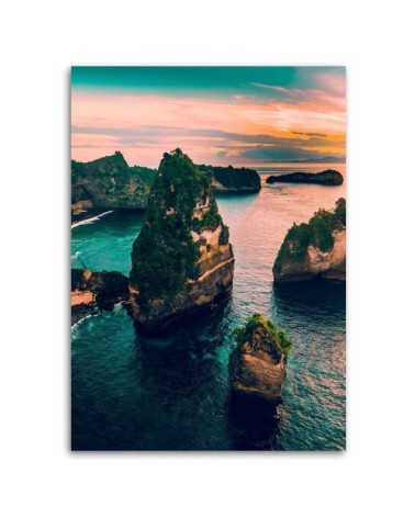 Modernes Wandbild - Felsen in einem türkisfarbenen Meer | Feeby