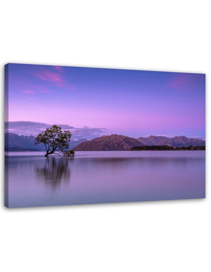 Tree on the lake - Modern Canvas painting for bedroom | FEEBY