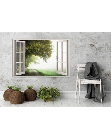 Wandbild für Wohnzimmer - Fensterblick nebliger Baum | Feeby