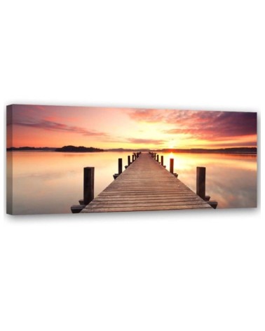 Sunset over the pier panoramic - Canvas print modern | FEEBY