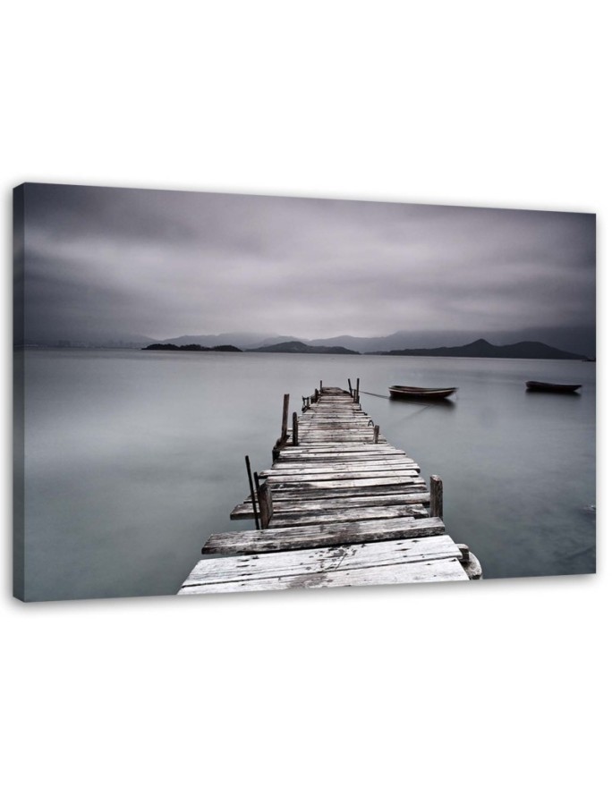 Leinwandbild modern - Steg Wintersee Landschaft | Feeby