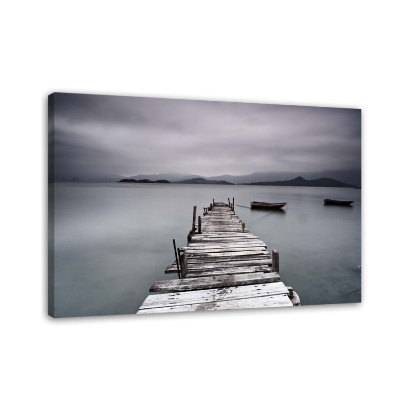 Leinwandbild modern - Steg Wintersee Landschaft | Feeby