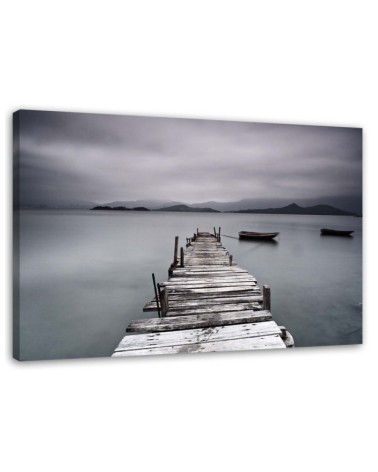 Leinwandbild modern - Steg Wintersee Landschaft | Feeby