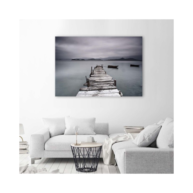 Leinwandbild modern - Steg Wintersee Landschaft | Feeby