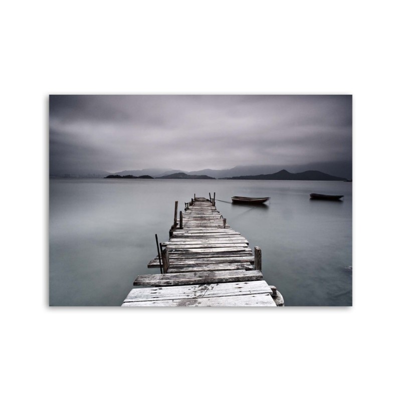 Leinwandbild modern - Steg Wintersee Landschaft | Feeby