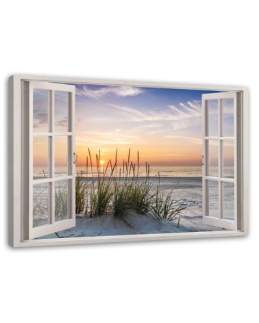 Canvas prints for bedroom - Window view of the sea beach | FEEBY