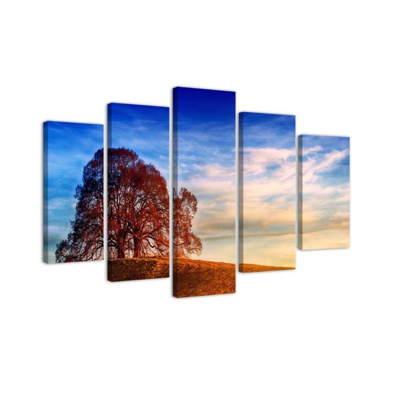 Bild auf Leinwand - Landschaft Baum Berge | Feeby