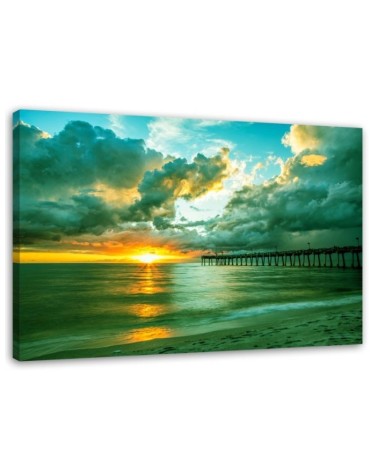 Canvas print modern - Pier and sunset | FEEBY