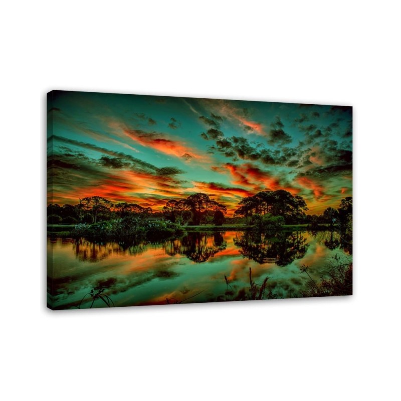 Leinwandbild - Wolken über dem See | Feeby