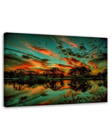 Leinwandbild - Wolken über dem See | Feeby