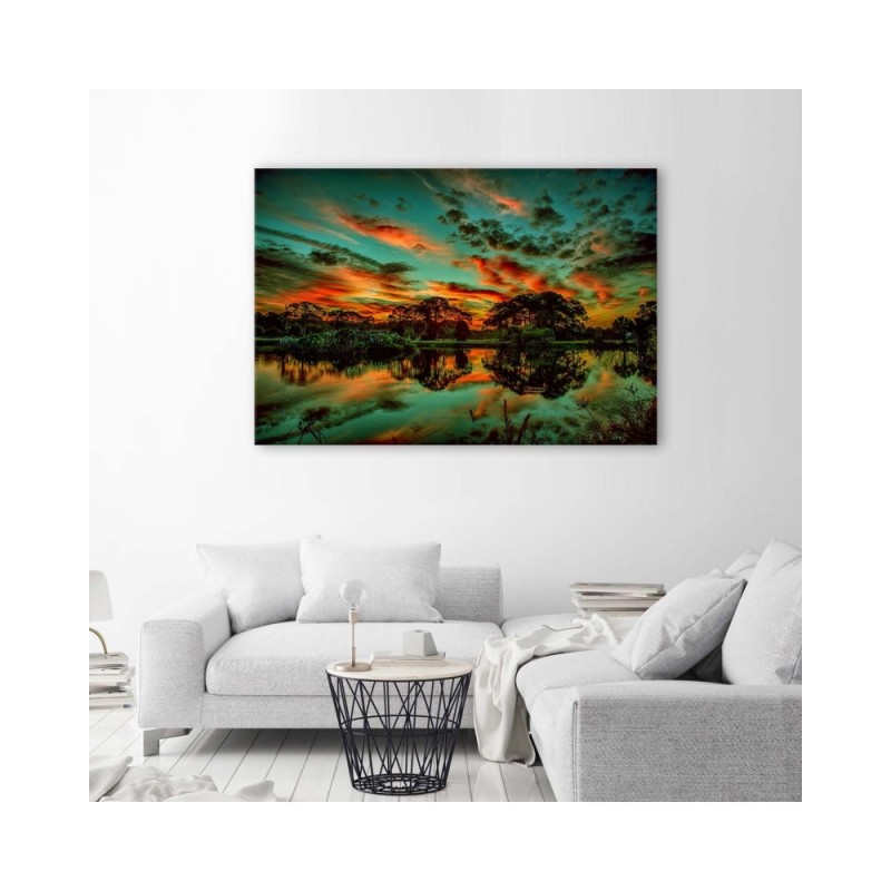 Leinwandbild - Wolken über dem See | Feeby