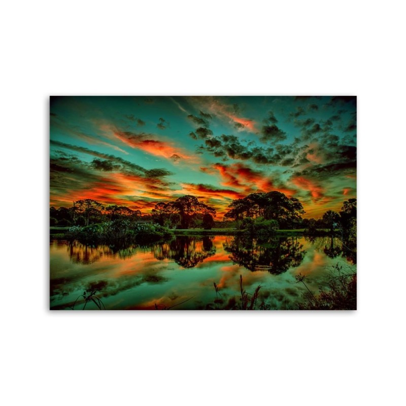 Leinwandbild - Wolken über dem See | Feeby