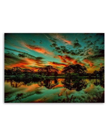 Leinwandbild - Wolken über dem See | Feeby