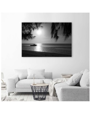 Leinwandbild - Motorboot am Meeresufer | Feeby