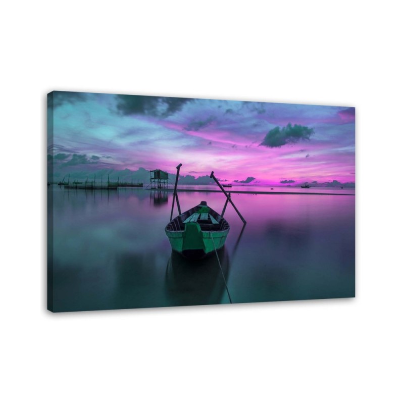 Boat on a calm lake - Pictures on Canvas  for the living room | FEEBY