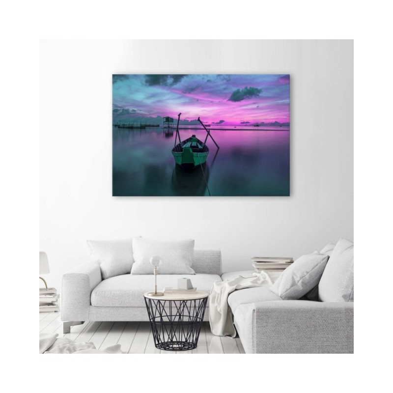 Leinwandbild modern - Boot auf einem ruhigen See | Feeby