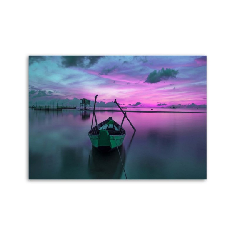 Leinwandbild modern - Boot auf einem ruhigen See | Feeby