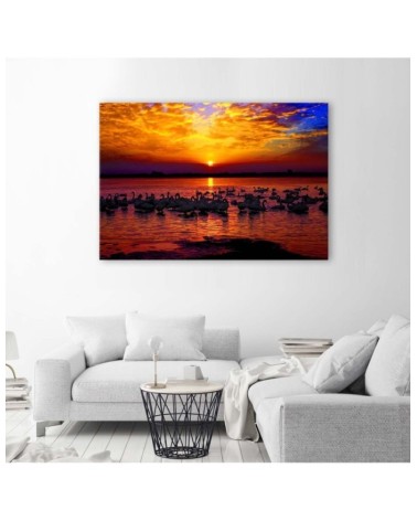 Leinwandbild - Schwäne am Seeufer | Feeby