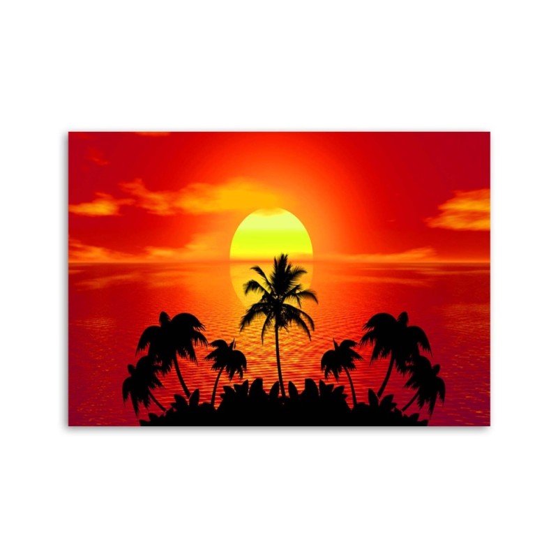 Leinwandbild - Sonnenuntergang mit Palmen | Feeby