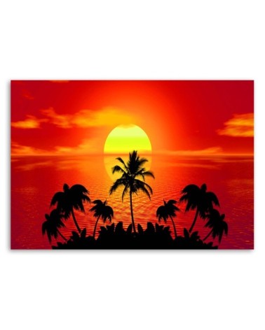 Leinwandbild - Sonnenuntergang mit Palmen | Feeby