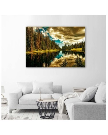 Leinwanddruck - Wald an einem Bergsee | Feeby