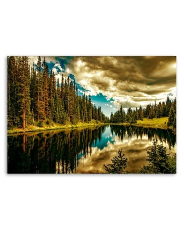 Leinwanddruck - Wald an einem Bergsee | Feeby